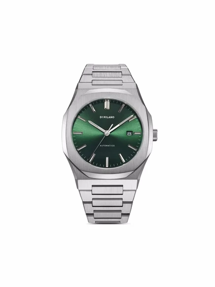 Мужские часы D1 Milano Automatic 41,5 мм на стальном браслете, зеленые