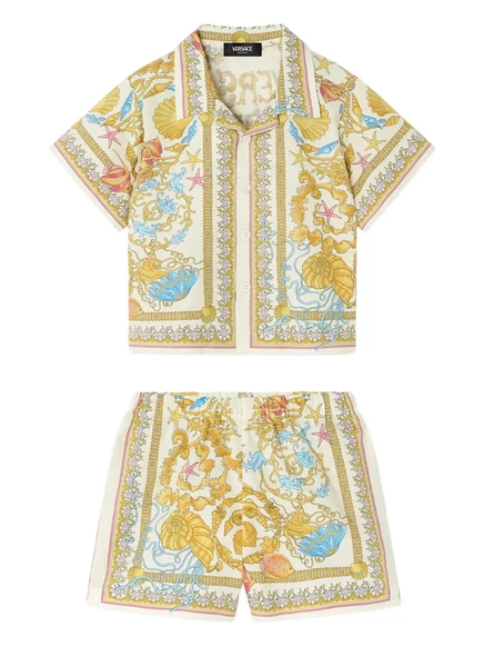 Детский комплект Versace Kids с принтом Underwater Barocco, белый