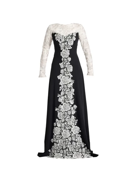 Женское кружевное платье Tadashi Shoji макси, черное