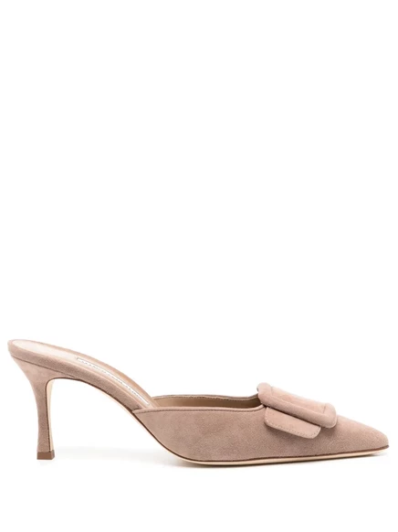 Женские мюли Manolo Blahnik Maysale 70 мм, бежевые