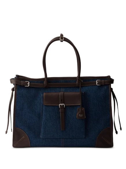 Мужская сумка Prada Bonnie из денима и кожи, синяя