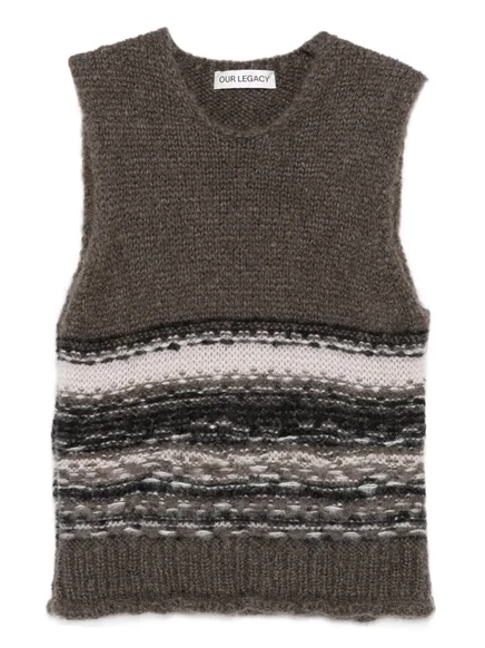 Мужская безрукавка Our Legacy с узором Fair Isle, коричневая