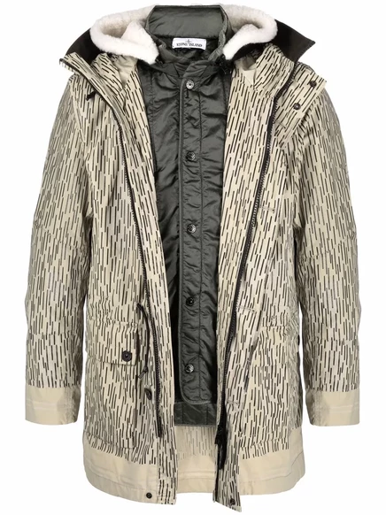 Многослойная парка с камуфляжным принтом Stone Island Rain  neutrals