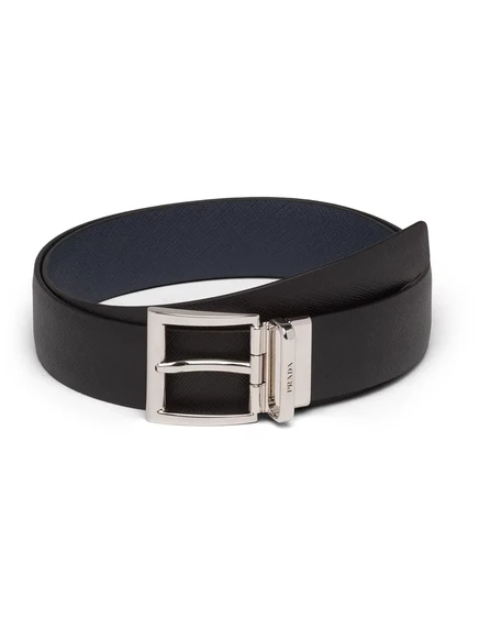 Реверсивный кожаный ремень Prada black