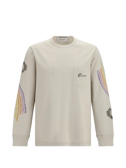 Женский лонгслив Golden Goose с принтом, бежевый