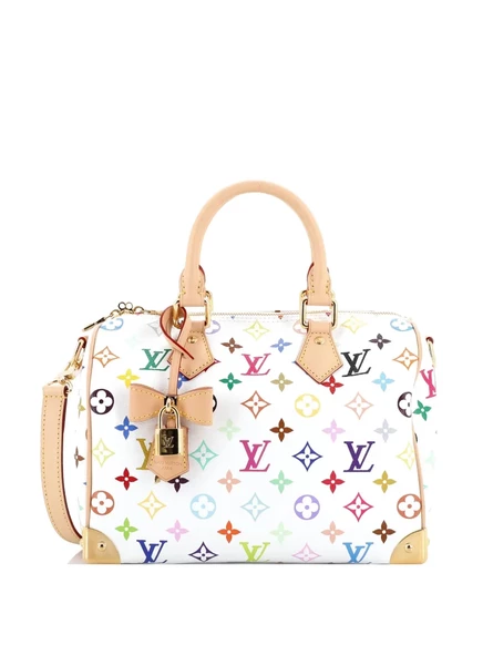 Сумка из мягкого бандульера Louis Vuitton, бывшая в употреблении, x Takashi Murakami Speedy, Многоцветная сумка-ранец Monogram Multicolor 25