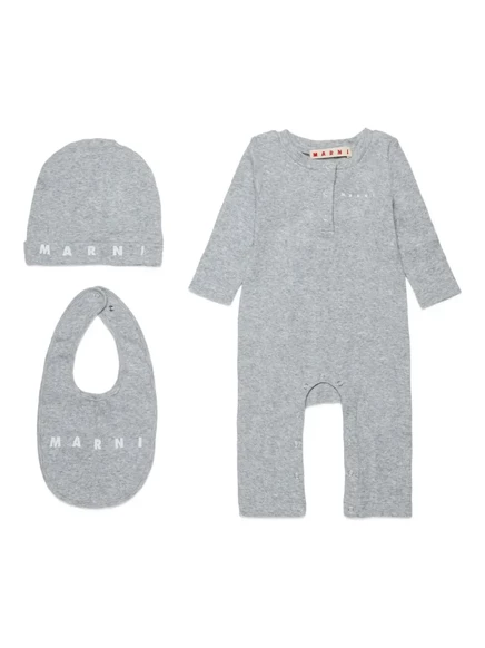 Детский комбинезон Marni Kids с принтом логотипа, серый