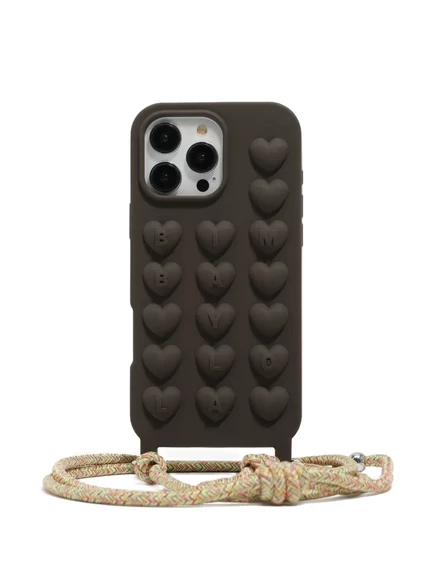 Женский чехол Bimba y Lola iPhone 16 Pro Max с тисненными сердечками, коричневый