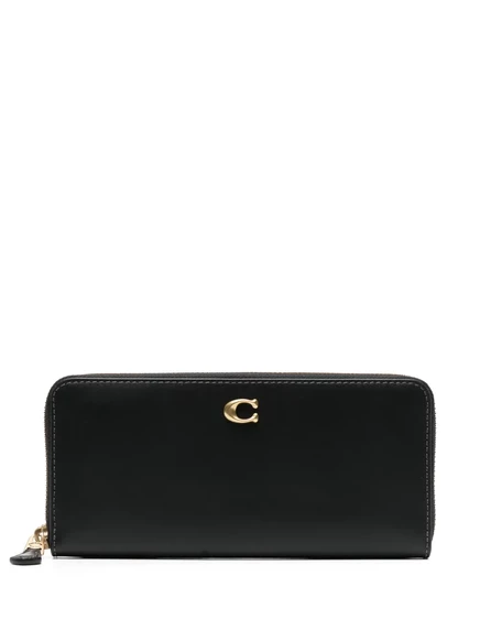 Женский кошелек Coach Slim Accordion кожаный, черный