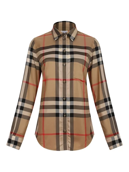 Женская рубашка Burberry в клетку, бежевая