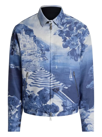 Мужской бомбер Ralph Lauren Purple Label с принтом, синий