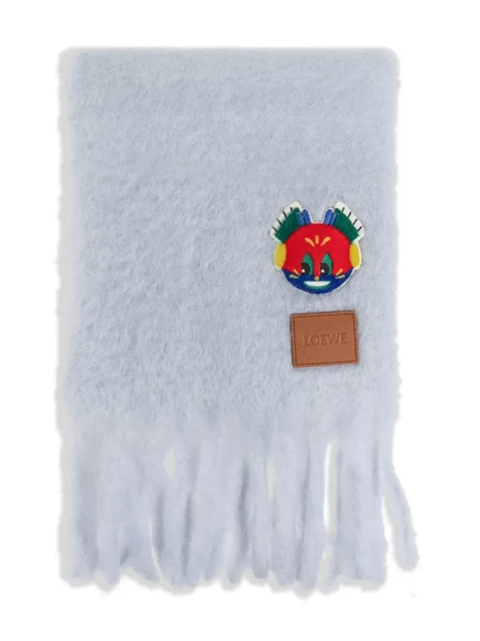 Шарф с бахромой и аппликацией от LOEWE x Louis Wain