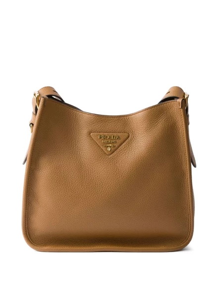 Кожаная сумка через плечо Prada среднего размера brown