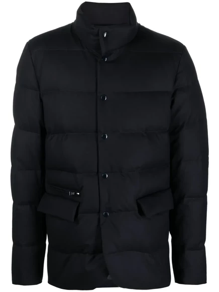 Мужская пуховая куртка Woolrich с высоким воротом, синяя