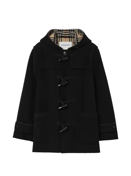 Мужское дафл-пальто Burberry в клетку из шерсти, черное