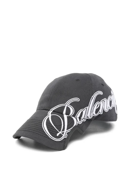 Мужская кепка Balenciaga с логотипом Script, серая