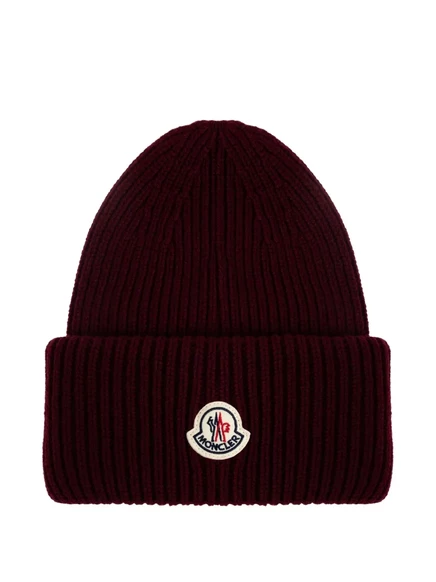 Мужская шапка Moncler с логотипом, бордовая