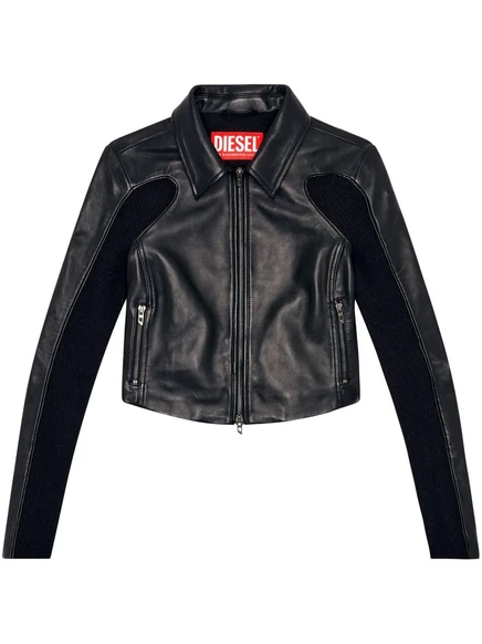 Женская кожаная куртка Diesel панельная, черная