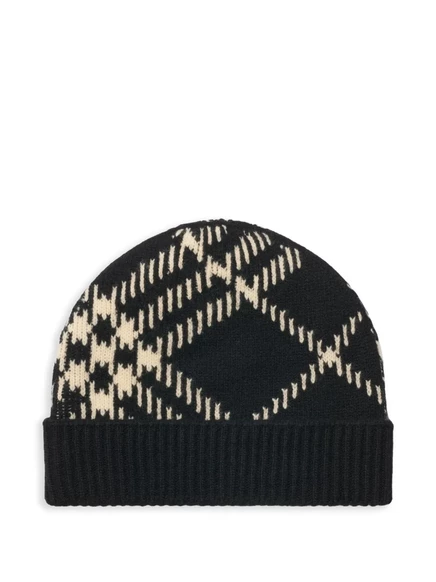 Мужская шапка Burberry кашемировая в клетку, черная