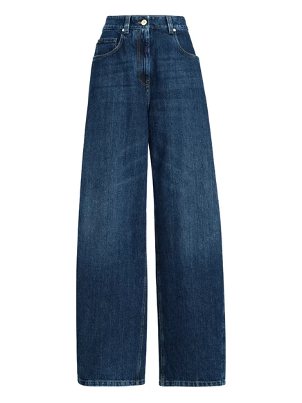 Женские широкие джинсы Brunello Cucinelli на молнии, синие
