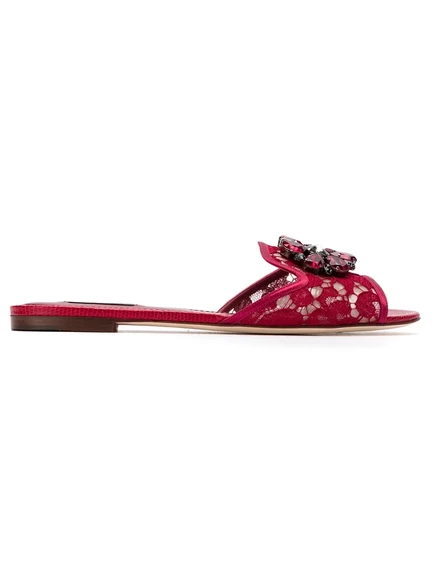 Женские сандалии Dolce & Gabbana с брошью, красные (2)