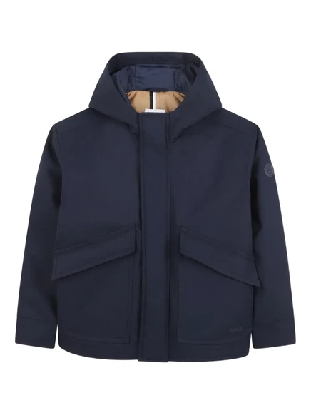 Детская куртка Boss Kidswear с капюшоном, синяя