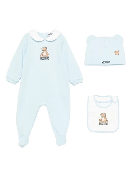 Детский комплект Moschino Kids боди и шапочка, голубой