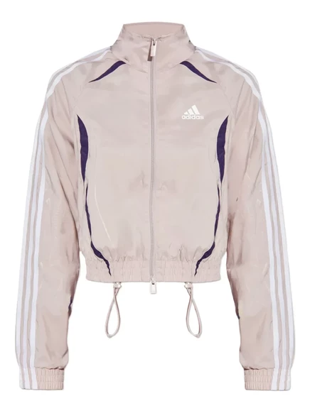 Женская укороченная куртка Adidas в трех полосах, розовая