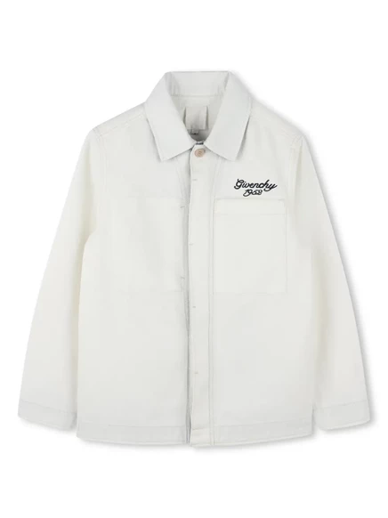 Детская рубашка Givenchy Kids Chevron из денима, бежевая