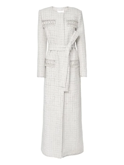 Твидовое пальто Carolina Herrera со стразами white