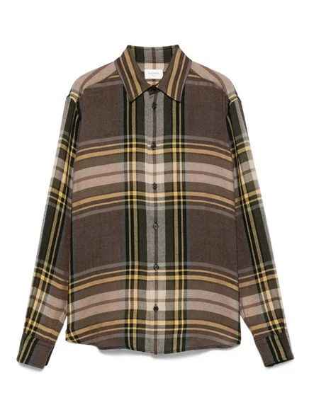 Клетчатая рубашка на пуговицах от Saint Laurent brown