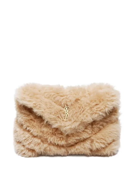 Женская стеганая сумка-клатч Saint Laurent Pre-Owned, бежевая