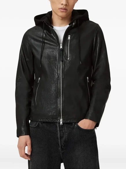Мужская кожаная куртка AllSaints Ashton, черная