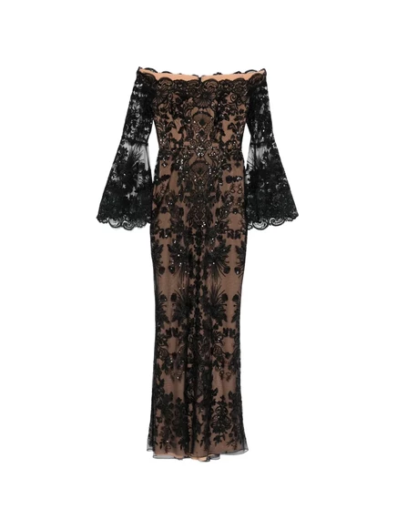 Женское макси-платье Elie Saab с кружевом, черное