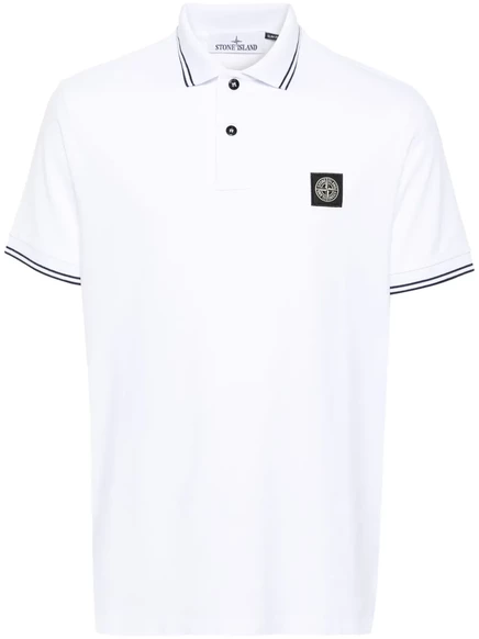 Хлопчатобумажная рубашка поло Stone Island piqué из пике white