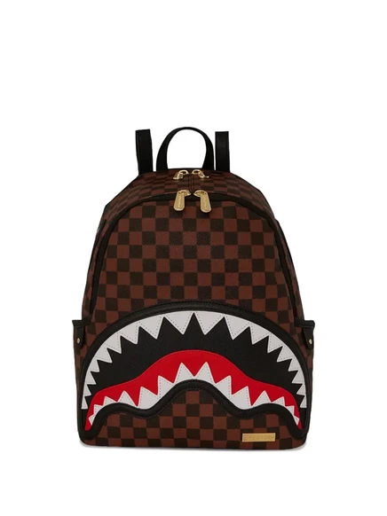 Мужской рюкзак Sprayground с акульим декором, коричневый
