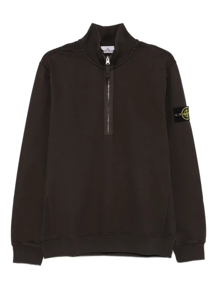 Мужской свитшот Stone Island Half-Zip из хлопка, зеленый