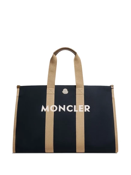 Мужская сумка-шопер Moncler из канваса с логотипом, синяя
