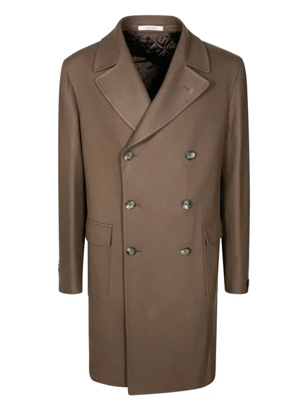 Двубортное пальто с вырезанными лацканами от Tagliatore  brown