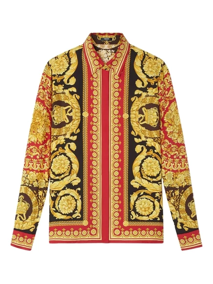 Женская рубашка Versace Barocco шелковая, красная