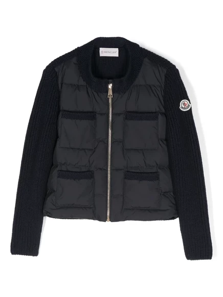 Детская куртка Moncler Enfant с логотипной нашивкой, синяя