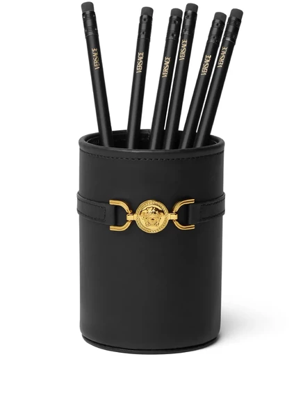 Подставка для карандашей Versace Medusa '95 набор из телячьей кожи, черная