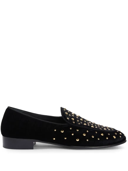 Кожаные мокасины Giuseppe Zanotti Rudolph, украшенные кристаллами black