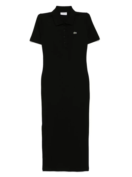 Женское платье Lacoste в рубчик из хлопка, черное