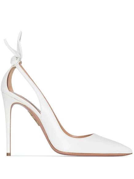 Туфли-лодочки Aquazzura с галстуком-бабочкой 105 мм white