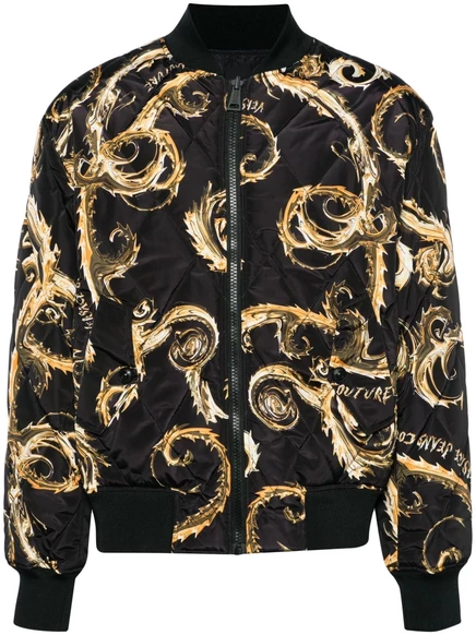 Мужская стеганая бомбер-куртка Versace Jeans Couture, черная