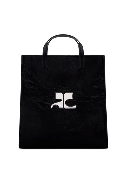Кожаная сумка-тоут Courrèges Heritage black