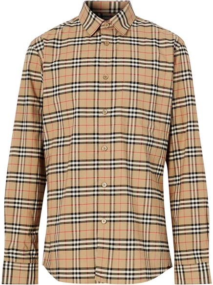 Рубашка в мелкую клетку от Burberry neutrals