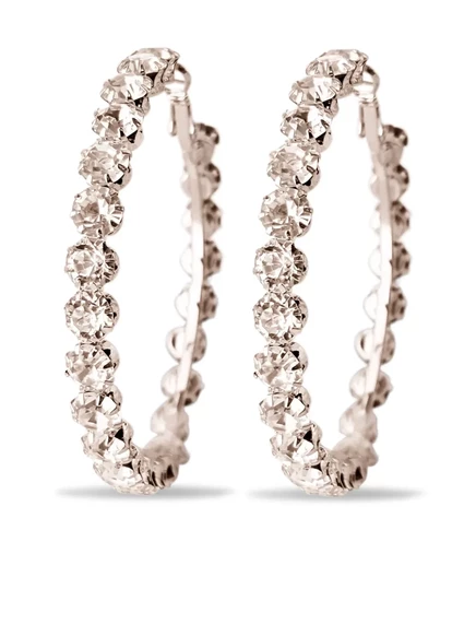 Серьги-кольца HZMER JEWELLERY с кристаллами, серебристые