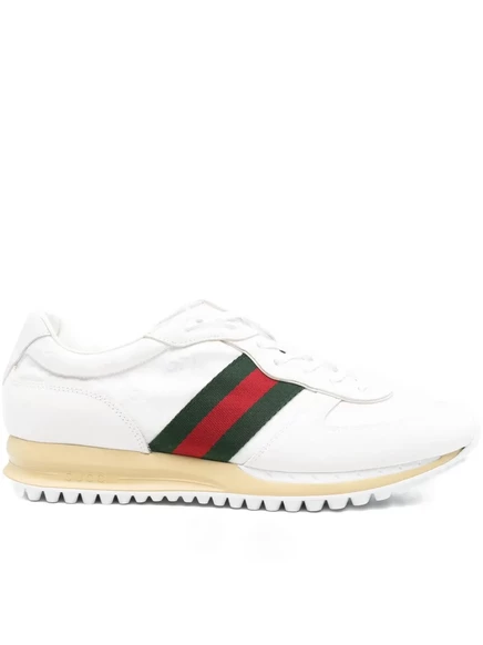 Кожаные кроссовки в полоску от Gucci white